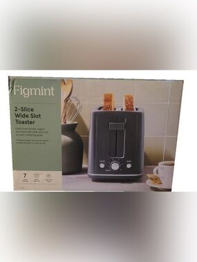 Figmint 2-Slice Wide Slot Toaster in Charcoal Gray